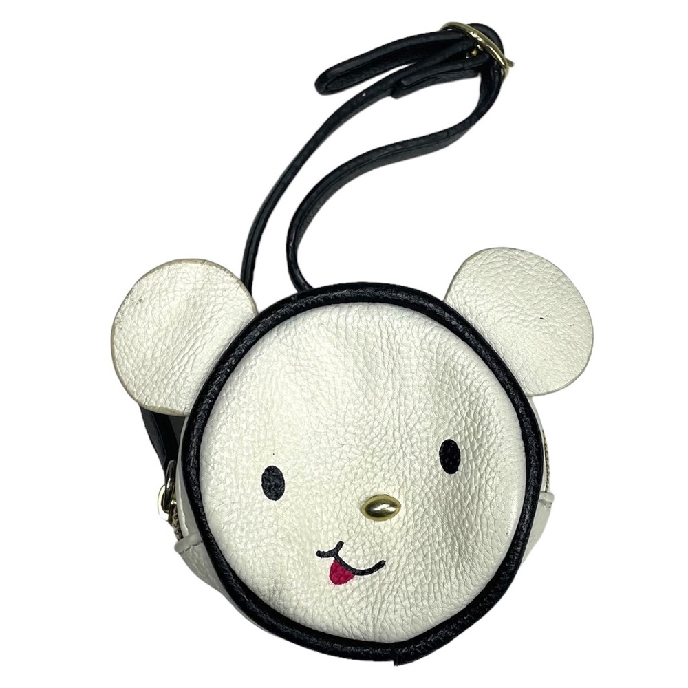 Betsey Johnson Dog Bear Animal Wristlet Coin Purse Bag White Black Small